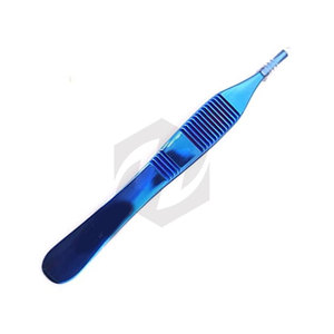 Forceps chirurgical professionnel de 4 3/4 pouces avec 7x7 dents, en acier inoxydable bleu, instrument médical vétérinaire - Product Image 3