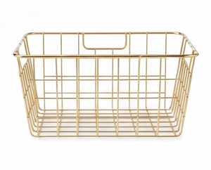 Premium <b>Gold</b> Wire Metal <b>Storage</b> <b>Basket</b> Rectangle Modern Design Stackable For Multi-Purpose Neatening And Organization - Product Image 3