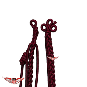 สายสะพายไหล่สีม่วงแบบถักสำหรับนายทหารพร้อมปลายทองเหลืองสีเงิน - Product Image 4
