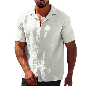 Chemises pour hommes à manches courtes, col à revers, couleur unie, décontractées, avec logo personnalisé, pour l'été - Product Image 4