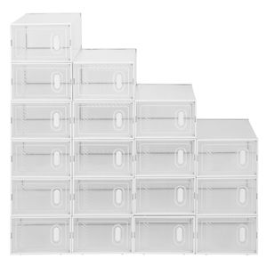Set di 18 Scatole Trasparenti XXL e Grandi per Scarpe, Organizzatore Moderno Bianco Impilabile per Sneaker in PET - Product Image 6