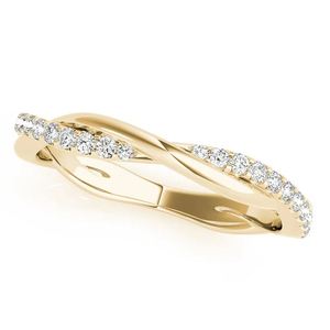 Anillo de Boda Trenzado con Moissanita de Corte Redondo, Plata de Ley 925 Chapada en Oro, Anillo Apilable para Aniversario de Bodas para Mujer - Product Image 1