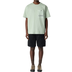 Premium Organic Cotton Utility Pocket T Shirt Men Heavyweight Garment Dyed Streetwear OEM Custom Fashion Tee Men's T-Shirts - Product Image 2