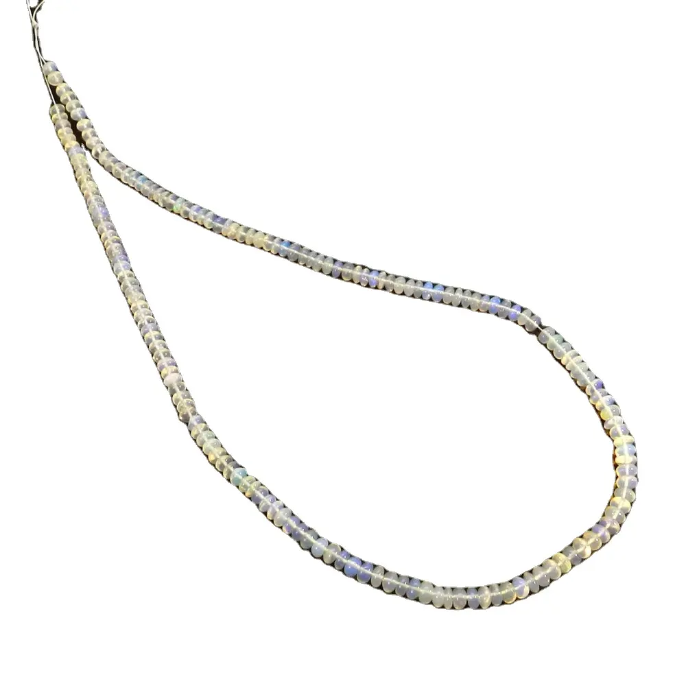 Nhiều Lửa Ethiopia Opal 4Mm Mịn Vòng Đồng Bằng Đá Quý Hạt 16 Inch Chiều Dài Strand 40.50 Carat Để Làm Đồ Trang Sức