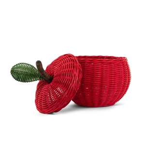 Amazing Toy Storage Basket Apple Shaped Rattan Woven Container Nursery Room Decor Creative Kids Room Fruit Storage <b>Bin</b> Wholesale - Product Image 1