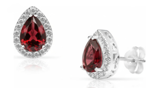 Pendientes de tuerca de granate talla pera de plata 925, joyería clásica para mujer, con engaste de garra en forma de gota de agua, para uso diario - Product Image 2