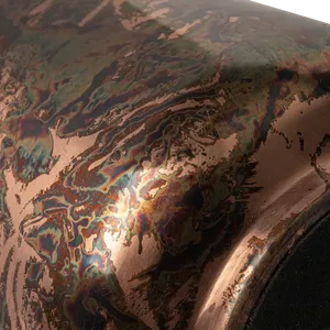 Copper Tone Metal <b>Flower</b> Vase with Marbled Look <b>Tall</b> Decorative Cylinder Vase for Living Room Table Centerpiece Shelf Home Decor - Product Image 3