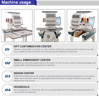 Nouvelle machine à broder informatisée à tête unique avec grande zone de travail de 500/800/1200 mm, moteur à 12/15 aiguilles pour la couture de logos sur casquettes et chemises