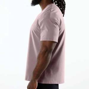 Camiseta de Cuello Redondo Rosa Claro para Hombre, 100% Algodón, Tejido Antiarrugas, Manga Corta, Informal, Básica - Product Image 3