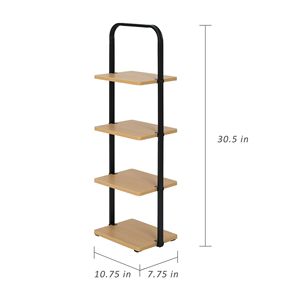 Meuble à chaussures 4 niveaux en bois Juliet, noir et miel clair, en MDF, capacité 4 paires, pour salle de sport et entrée - Product Image 2