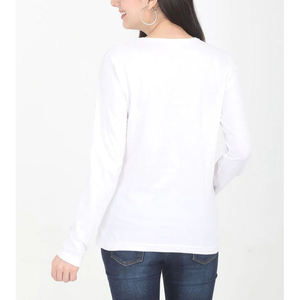 Women's <b>White</b> <b>Long</b> Sleeve Crew Neck Knitted T-Shirt Regular Fit Casual Solid Color All Seasons <b>Top</b> - Product Image 6