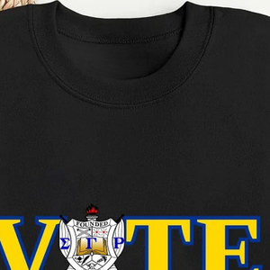 Camiseta de algodón estampada Sigma Gamma Rho VOTE para mujer, informal, de manga larga, con gráfico, letras griegas personalizadas, estilo urbano - Product Image 2