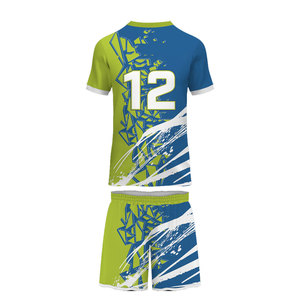 Conjunto de 12 camisetas deportivas con estampado por sublimación, patrón geométrico azul y verde, secado rápido, unisex, para adultos, manga corta, cuello en V - Product Image 2