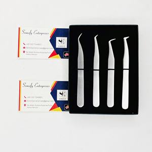 Somofy Enterprises Matte Silver Fiber Tip Stainless Steel 10mm Durable Precision Eyelash Tweezers Set for DIY <b>Cluster</b> <b>Lash</b> - Product Image 3