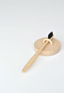 Wood Round <b>Toothbrush</b> <b>Holder</b> Stand Wall Mounted Minimalist Bathroom Organizer - Product Image 4