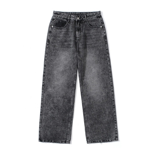 Straight Style Winter Autumn Summer Spring Washed <b>Jeans</b> Knitted 2026 Latest Design <b>Men's</b> Breathable Denim Pants Custom Logo - Product Image 1