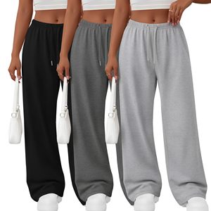 Wholesale Custom Women Baggy <b>Sweatpants</b> Mid Waist Wide Leg Fleece Track Pants Ladies Casual <b>Oversized</b> Streetwear Trousers - Product Image 5