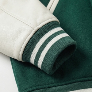 Green <b>White</b> Varsity <b>Jacket</b> | Letterman Bomber <b>Jacket</b> with Chenille Patch | Oversized Streetwear <b>Jacket</b> | Custom OEM Manufacturer - Product Image 5
