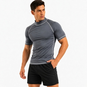 เสื้อรัดกล้ามเนื้อสำหรับฝึกซ้อมแบบ Private Label ป้องกันรังสียูวี UPF50+ แขนครึ่งตัว ผลิตจากโพลีเอสเตอร์/ไนลอน รับทำโลโก้ตามสั่ง ชุดกีฬาออกกำลังกาย OEM - Product Image 3