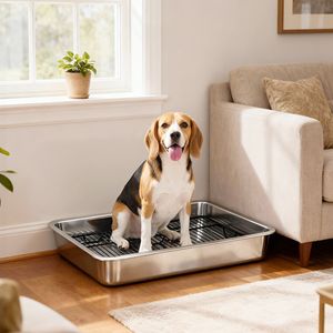 "Stainless Steel Dog <b>Potty</b> Tray for Small Medium Dogs 28" X 20" X 4" Pet <b>Training</b> Tray for Porch Bathroom or Balcony" - Product Image 2