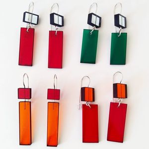 Premium Colorful Resin Pendant <b>Earrings</b>, Unisex Christian Cross & <b>Wing</b> Design with Diamond Accents | Geometric Religious Jewelry - Product Image 5