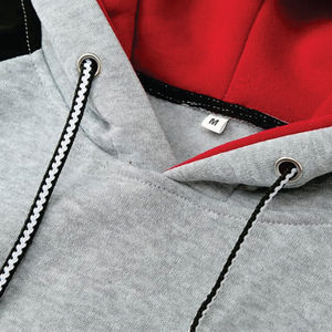 Sweat à capuche unisexe gris, bordeaux et orange en molleton bouclette, style décontracté pour l'automne, avec poches, coupe classique, sur mesure - Product Image 3