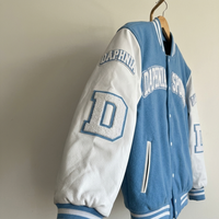 Veste universitaire vintage en laine personnalisée avec patch chenille brodé, style baseball, manches en cuir, vente en gros