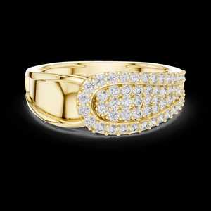 Bague demi-éternité en or massif 14 carats avec diamants ronds authentiques cultivés en laboratoire et pavé incurvé – Surprise pour elle - Product Image 3