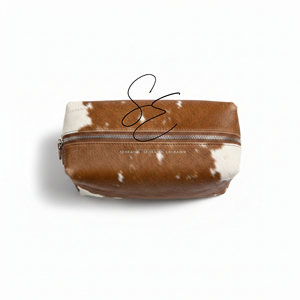 Genuine Hair On Leather Toiletry <b>Pouch</b> Travel Cosmetic Bag Cowhide Makeup Organizer Zipper Dopp Kit For <b>Men</b> Women Custom Logo - Product Image 4