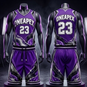 Tenue de basketball personnalisée, maillot et short marbré violet, noir, argent, vente en gros, fabricant de vêtements de sport pour équipes, vêtements par sublimation, États-Unis - Product Image 1
