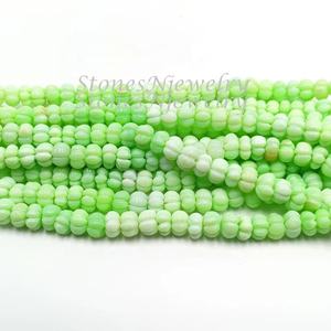 Perles de pierres précieuses en opale verte de haute qualité, sculptées en forme de melon, 8 mm, forme citrouille, pour la fabrication de bijoux, vente en gros indienne - Product Image 4
