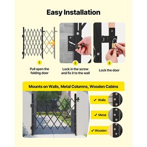 ประตูเหล็กพับได้แบบเดี่ยว พร้อมล็อค ประตูแบบกรรไกร หมุนได้ 360 องศา พร้อมล้อเลื่อนสำหรับใช้งานกลางแจ้ง - Product Image 5