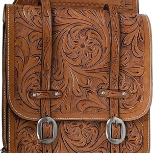 Bolsas de Cuero Repujado con Diseño Floral para Sillín de Montura Occidental, Hechas a Mano, para Equitación de Sendero y Uso en Rancho - Product Image 3