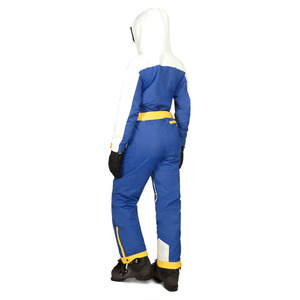 Custom Women One Piece Ski Suit Waterproof Windproof Retro <b>Rainbow</b> Stripe Snowboard <b>Jumpsuit</b> with Hood and Belt - Product Image 2
