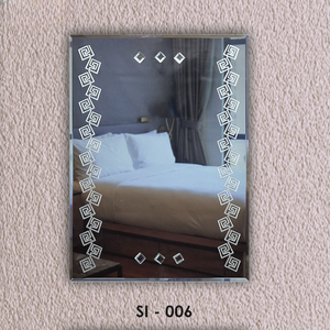 Sleek Modern Designer Frameless <b>Mirror</b> with Square Patterns Etched Adding a Touch of Sophistication to Any Room - Product Image 3