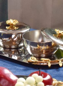 Recipientes de Acero Inoxidable con Diseño de Tallo de Orquídea y Tazones a Juego, Decorativos para Servir Bocadillos y Frutos Secos, Ideales para el Hogar, Cenas y Regalos - Product Image 5