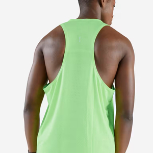 Men's <b>Neon</b> Green Sleeveless Tank <b>Top</b> O-Neck Knitted Solid Color Sporty Fit Breathable Regular Length <b>Top</b> - Product Image 5