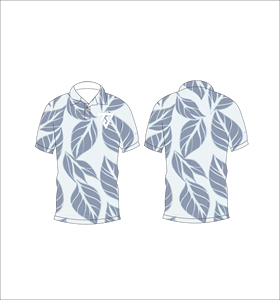 Men’s <b>Light</b> Grey <b>Leaf</b> Print Polo Shirt Casual Summer Short Sleeve Fashion Golf Polo Tee - Product Image 6