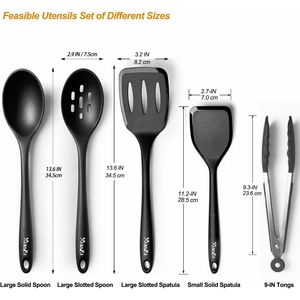 Set di Utensili da Cucina in Silicone Senza BPA, Resistenti al Calore, Spatole e Cucchiai Grandi Antiaderenti per Cucina, Include Spatola per Girare - Product Image 2