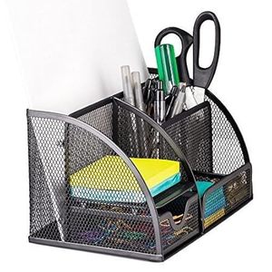 Metal Desk Organizer with Drawer Storage <b>Bin</b> for Office Supplies Square Shape Mesh Design Tabletop Use - Product Image 6