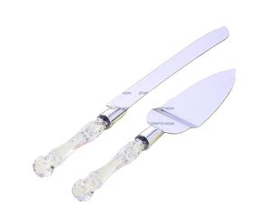 คริสตัลเรซิน/ไม้/หินอ่อนมือจับสแตนเลสหรูหราเซิฟเวอร์เค้กแต่งงานโลโก้วันเกิดมีดและชุดเสริฟ - Product Image 1