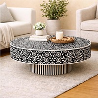 Table basse de luxe faite à la main en os incrusté, design moderne, durable et multifonctionnelle pour salon