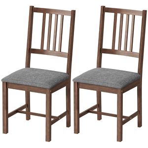 Set di 2 Sedie da Pranzo Grigie Rivestite in Materiale PC con Gambe in Legno di Gomma e Schienale a Doghe per Uso in Cucina - Product Image 1