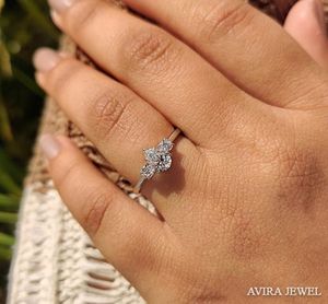 Bague de fiançailles en diamant de laboratoire 1 carat pour femme, or massif 10k 14k 18k, couleur EF, pureté VVS VS, bijoux de mariage, taille poire - Product Image 5