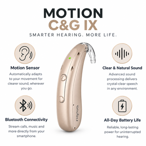 เครื่องช่วยฟังแบบชาร์จได้ Signia Motion Charge & Go P 2IX BTE สำหรับผู้มีปัญหาการได้ยินระดับรุนแรง มีความต้องการสูง (2 เครื่องช่วยฟัง, 1 เครื่องชาร์จ) - Product Image 2
