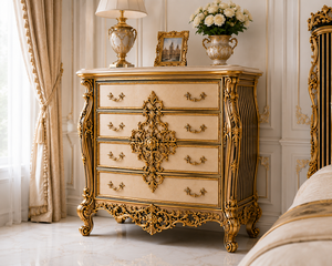 Exclusive Neo-Classical Style Hand Carved Bedroom Furniture French Style Hand Carved King <b>Size</b> Sleigh <b>Bed</b> With Gold Ornate <b>Frame</b> - Product Image 4