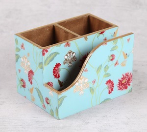 Flower Design Wooden organizer Holder Decorative Fork Spoon & Knives Kitchenware <b>Storage</b> Holder Style Box for Office Use usage - Product Image 1