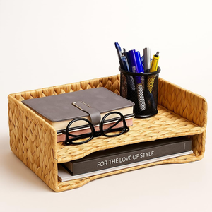 Handmade Eco-friendly Water Hyacinth Office <b>Paper</b> <b>Tray</b> Desktop Organizer for Home Office Supplies from Vietnam - Product Image 2
