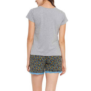 Ensemble t-shirt et short en toile de coton pour femme, couleur unie, avec poche, manches courtes, tenue décontractée d'été en deux pièces pour femme - Product Image 4