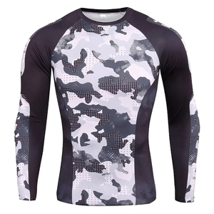 Custom Spandex Quick Dry Men's Long Sleeve Rash Guard UV Protection Quick Dry Performance Surf <b>Swim</b> <b>Shirt</b> - Product Image 2